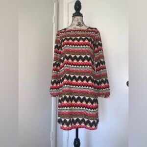 Honey Punch- Bohemian design multicolor long sleeve‎ dress size Medium